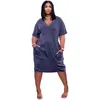 Bulk Womens Casual Dresses S - 3XL Kortärmad Klänning Sexig Loose One Piece Set Party Evening Clubdress Mode Sommar Solid Kvinnor Kläder KLW6525