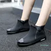 Kadın Ayak Bileği Yağmur Çizmeleri Sonbahar Bayanlar Kauçuk PVC Su Geçirmez Rainshoes Su Ayakkabı Moda Kadın Flats Ayakkabı Üzerinde Kayma 2020 Yeni Q1216
