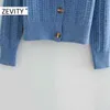 Kobiety Vintage V Neck Tekstura Wzór Dorywczo Knitting Sweter Chic Femme Długi Rękaw Piersed Cardigan Retro Topy S405 210420