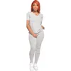 Femmes deux pièces pantalons ensemble survêtements concepteur Jogging Sportsuit t-shirt pantalons longs tenues grande taille dames tenue décontracté S-XXL