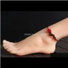 Sieraden Drop Delivery 2021 Retro Windscent Roses Fashion Simple Handweven Red Rope Anklets T7K13