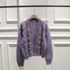 H.SA femmes décontracté et Cardigans point ouvert broderie florale Streetwear Chic hauts violet doux pull en tricot Poncho 210417