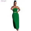 Women 2 Two Piece Dress Designer Sexy Bra Half Long Skirt Solid Color Off Shoulder Maxi Dresses Party Wear Casual Plus Size Set Clothing