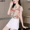 Chiffon shirt short-sleeved women's summer dress short floral blouse foreign wind cover belly small shirt sweet JXMYY 210412