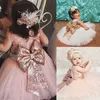 Kleid Mädchen Sommerkleid 2019 Marke rückenfrei Teenager Party Pailletten Prinzessin Kinder Kostüm für Kinder Kleidung Rosa Weiß 0-10T Q0716