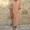 Abaya Homme Islamski arabski Kaftan Mężczyźni Bawełna Solidna Z Kapturem Z Długim Rękawem Dubaj Bliski Wschód Mężczyźni Muzułmańskie ubrania 210527