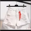 Mulheres Shorts Vestuário ZQLZ Summer High Waisted Denim Mulheres Plus Size 5XL Solto Buraco Borlas Harajuku Calças Sexy Jeans Curto Gi V7OR6