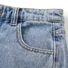 Casual Patchwork Diamante Botão Saia Denim para Mulheres Cintura Alta Azul A Linha Mini Saias Feminino Verão Moda Roupas 210531