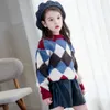 子供の赤ちゃん男の子女の子のセーターブロック冬のニット子供プルオーバーカジュアルな服3-7 210528