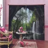 Cortina de alta calidad cueva cascada sala de estar dormitorio Po cortinas 3D Simple Rosa cortina opaca 210712