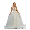 Гламурная посадка FLARE SWISS DOT Свадебное платье с погруженным V-образным декольтером и прозрачным поясом из бисера