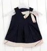 Summer Baby Girl Designer Dress Plaid Bowknot Ruffle Sleeveless Children Infant Kids Bow Sundress Princess Dresses