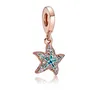 Convient aux bracelets Pandora 20pcs pendentif en cristal d'étoile de mer bleue breloques en argent perle balancent des perles de charme pour la vente en gros bricolage bijoux de collier européen sterling