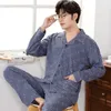 Inverno de algodão homens pijamas lounge sleepwear manta preta picante pijama homem morno bebida casa roupa 100% puro algodão pijama hombre pj 210901