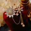 Brooches For Women Luxury Cubic Zirconia Sun Flower Corsage Sweater Suit Pin Accessories Fine Jewelry Bridal Wedding Brooch