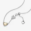 Fine jewelry Authentic 925 Sterling Silver Necklace Fit Pandora Pendant Charm Domed Golden Heart Collier Necklace fashion Love Engagement DIY Wedding Necklaces