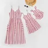 Summer Family Matching Clothes Dress Striped Sling Hoilday Mom and Baby Girl E0206 210610