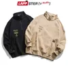 Lappster-Youth Men Fleece Pocket Harajuku Hoodies Mens Overdized Streetwear Sweatshirts Korean Hoodie Hip Hop Black Clothes 220114