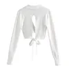 TRAF femmes Design de mode sens cerclage dos creux ouvert pull en tricot Vintage à manches longues femme Streetwear 211007