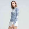 Tops de manta de retalhos impressos para mulheres gordurleneck manga longa slim camiseta feminino moda roupas caem 210524
