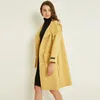 Women's Wool Women's & Blends Autumn Hooded Horn Buckle Coat Fashion Casual Woolen Long Double-faced Cashmere