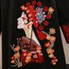 Women Vintage Chinese Cheongsam Dresses Spring Long Sleeve Ethnic Style Luxury Embroidery Elegant Dress Red 210428