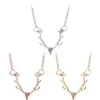 Jul Little Antler Deer Head Elk Halsband Antlers Söt Choker Halsband för Kvinnor Smycken Charms Smycken
