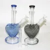 Color heart shape glass bongs hookahs bubbler ash catcher heady recycler Dab oil rig smoke water pipe with 14mm bowl