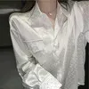 سترات نسائية على الطراز الغربي للسيدات من الصندوق 2022 خريف صن مون جاكار ساتان قميص أنثى سهلة الترفيهية بلوزة طويلة الأكمام