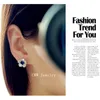 Fashion Red Crystal Jewelry White Gold Color AAA+ Cubic Zirconia Pave Cute Flower Stud Earrings For Ladies CZ222 210714