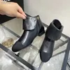 Włochy Marka Design Kobieta Zima Chunky Heel Krótkie Buty Kobiecy Side Side Zipper Soft Skórzane Buty Wysokiej Jakości Wygodne Przypadkowe buty