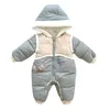 Fashion Design Winter Warm Baby Clothing 6M 9M 12M 18M Kids Thickening Bodysuit One-Pieces Baby Boy Girl Footies 210701