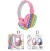 Siliconen oortelefoons duwen bellenspeeltjes regenbooghoofd gemonteerd eenvoudige en schattige Bluetooth stereo headset decompressie Toy1567135