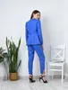 Summer Blue Linen Girls Pants Suits Women 2 Pieces Long Sleeve Evening Party Prom Blazer Tuxedos (Jacket+Pants)