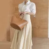 Korejpaaの女性セット夏の韓国のシックなニッチの気質基本的なラペルの緩い半袖シャツハイウエストプリーツスカート210526