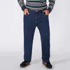 Plus Size 44 48 50 52 Mens Blue Jeans Classic Solto Elastic Calças Negócios Casual Denim Calças Marca Roupas 210723