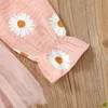 Kinderkleidung Mädchen Rüschenärmel Blumengänseblümchenkleid Säuglingsspitze Netzgarn Chrysantheme Prinzessin Kleider Sommer Frühling Herbst Mode Boutique Babykleidung