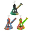 Inclined Triangle Kettle silicone bong with mid glass and 14mm glass bowl Water pipe