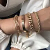 Est Punk Curb Chain Gift for Women Multi-Layer Chain Boho Tjock Guldfärg Charm Armband Bangles Fashion Smycken