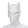Vit Japan Anime Fox Kitsune Mask Cosplay Festrekvisita Maskeraddräkttillbehör Pub Klubbkläder Halloweenmasker