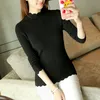 Moda 2022 Korean Slim Women Knit Knit Sweter Wysoki Elastyczne golf do dna Podstawowe pulovery zimowe seksowne sweter kobiety