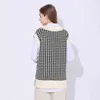 المتضخم houndstooth محبوك سترة سترة المرأة خمر أكمام الجانب فتحات الإناث صدرية أنيقة قمم أزياء المرأة البلوز 210419