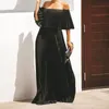 Sukienki na co dzień Fashion Lady Plisowana długa sukienka na imprezę Wiosna Lato Seksowna bez ramiączek Maxi Elegancka falbana Off Shoulder Women Szyfon