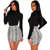 Sexy Women leather Snake Print Skirt Summer High Waist Mini Short Pencil Bodycon Femme Slim Package Hip Plus Size 210607