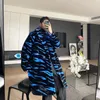 IEFB Autumn and winter comfortable fur fabric long coat men's mid length blue Zebra pattern warm single button clothes 9Y4694 210524