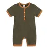 Baby rompertjes soild kleur meisjes geribbelde jumpsuits peuter jongen bodysuit katoen linnen kinderen klimmen kleding kinderen boutique kleding BT6620