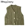 The V-neck vest Spring and Autumn children's clothing for boy and girl cardigan sweater vest two-pocket child sweater 210701