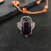 10 * 20 mm großer Amethyst-Edelsteinring, ausgehöhlter 925er-Sterlingring, übertriebener Silber-Handschmuck für Frauen