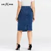 Lih H​​ua Women's Plusサイズカジュアルデニムスカート高柔軟性ファッションニット210629