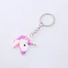 16 stijlen Cartoon Unicorn Sleutelhanger PVC Zachte Rubber Doll Hanger Sleutelhangers Rainbow Paard Handwerk Accessoires Hanger Sleutelhanger